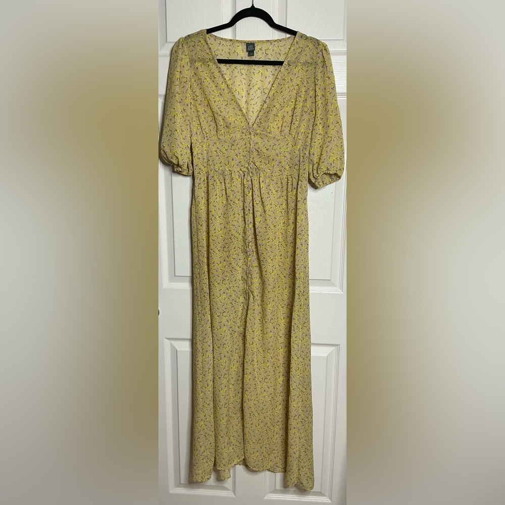 Floral Wild Fable Yellow Puff Sleeve Maxi SunDress